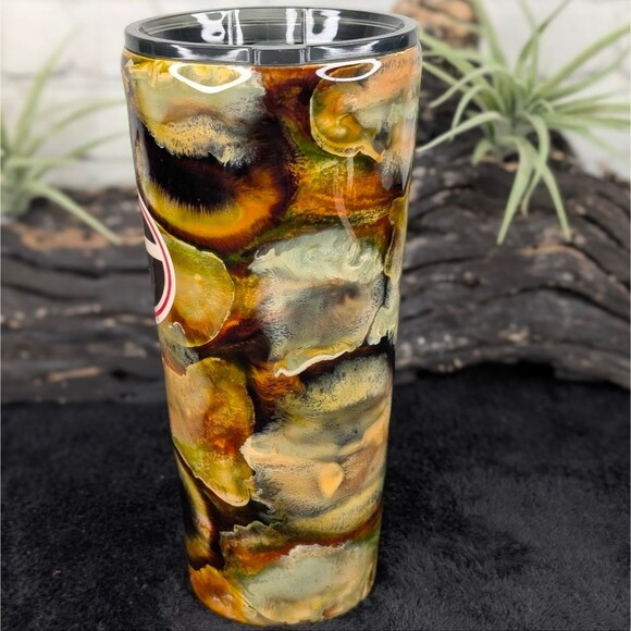 32 oz. Georgia Bulldogs Insulated Tumbler - Alcohol Ink Camouflage - Picture 3 of 11